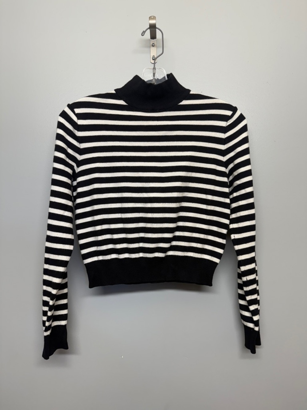 ZARA Turtleneck Sweater in Black with White Stripes
